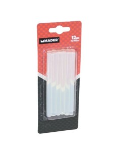 12 BARRAS DE PEGAMENTO SILICONA TRANSPARENTE 7X100MM MADER