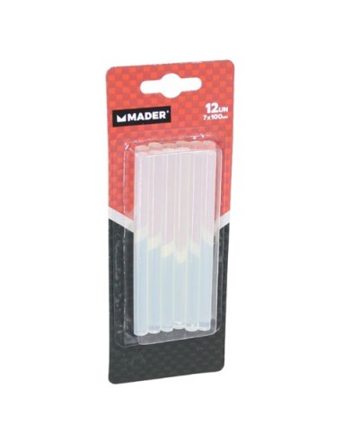 12 BARRAS DE PEGAMENTO SILICONA TRANSPARENTE 7X100MM MADER