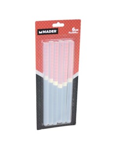 6 BARRAS DE PEGAMENTO SILICONA TRANSPARENTE 11X200MM MADER