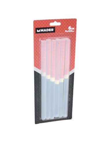 6 BARRAS DE PEGAMENTO SILICONA TRANSPARENTE 11X200MM MADER