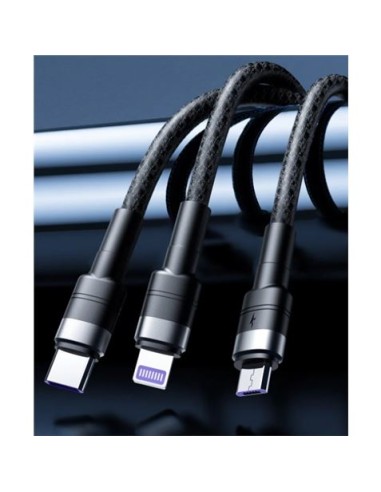 CABLE NBQ191 CARGA RAPIDA 40W 3 EN 1 | MICRO + TIPO C + LIGHTNING A USB XO