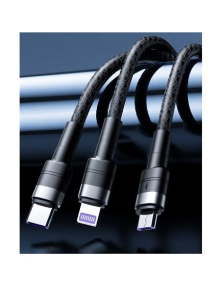 CABLE NBQ191 CARGA RAPIDA 40W 3 EN 1 | MICRO + TIPO C + LIGHTNING A USB XO
