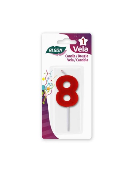 VELA ROJA NUMERO 8 ALGON